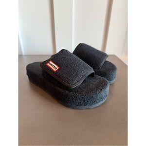 Hunter Black Terry Slides